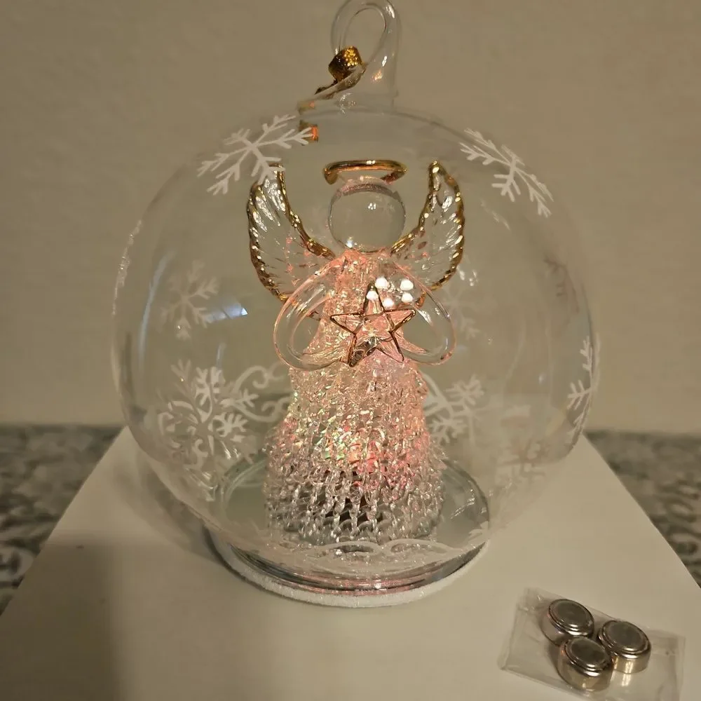 Vintage Soreele LED Lighted Glass Angel with Star Globe